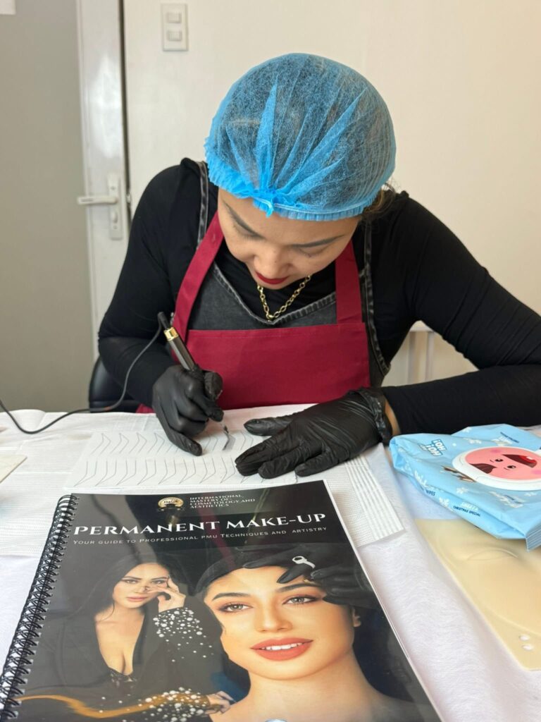 Realyn Revaldo,  RBR Beauty Creations Aesthetic Corp. doing some mock up PMU eyebrow tattoo