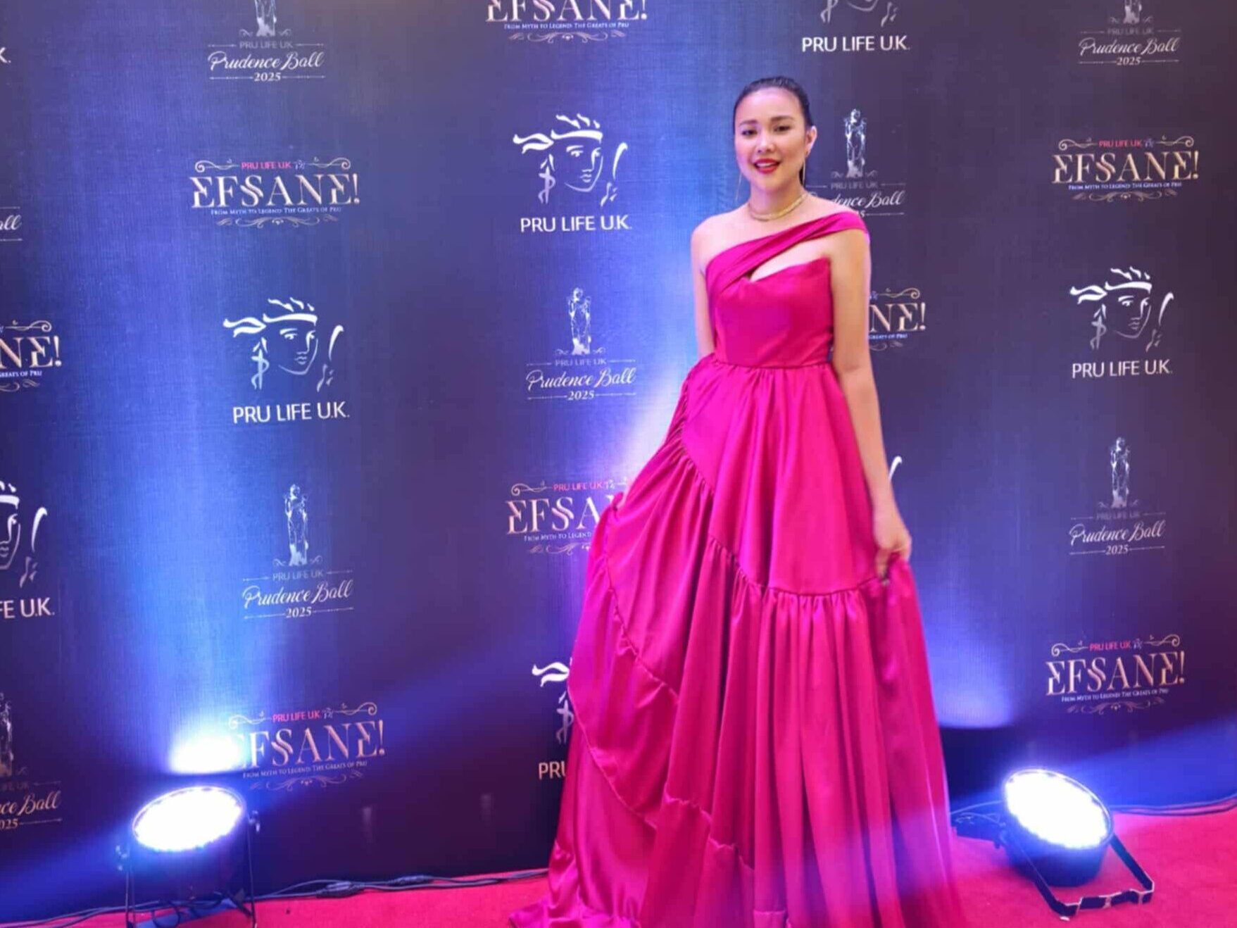 Realyn Revaldo,  RBR Beauty Creations Aesthetic Corp. attending an awards ceremony wearing gown.