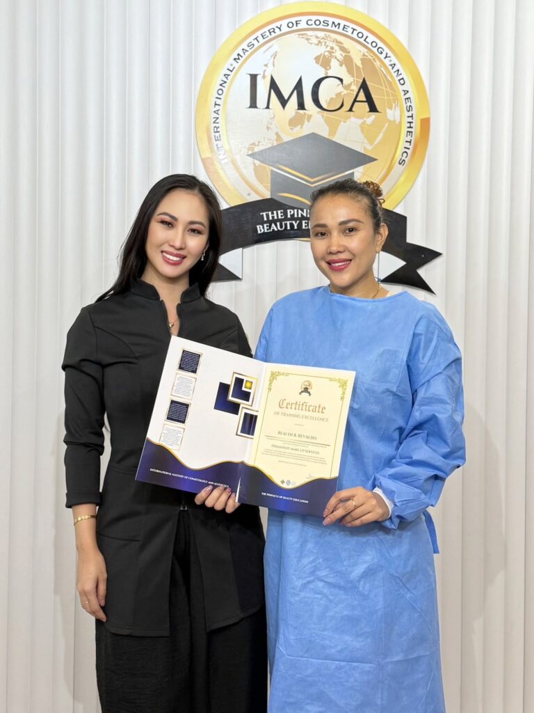 Realyn Revaldo,  RBR Beauty Creations Aesthetic Corp. finishing her eyebrow tattoo PMU training course.